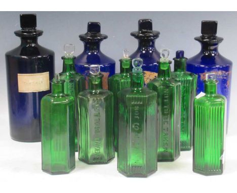 A good collection of glass and ceramic apothecary jars and bottles