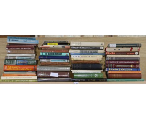 A quantity of clock and watch reference books including Clock and Watch Escapements, Country Clocks and Their London Origins,