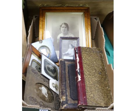 A group of Pearce family portrait miniatures, silhouettes, photos etc and a book