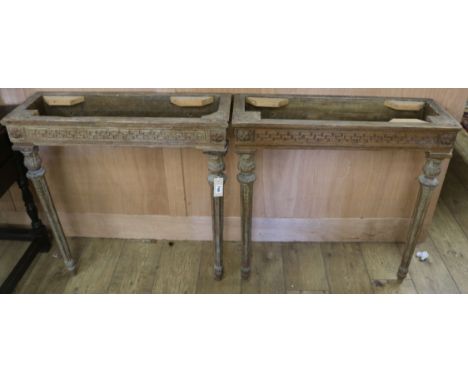 A pair of 19th century carved console tables (no tops) W.81cm