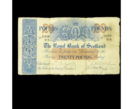 A Royal Bank of Scotland twenty pounds banknote dated 14th February 1939, Wilson and Kirkcaldy, D 352313
