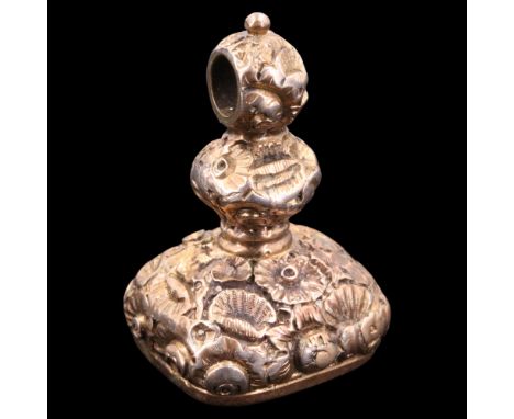 A 19th Century large gilt metal watch chain fob seal, having a vacant matrix, 3.5 cm