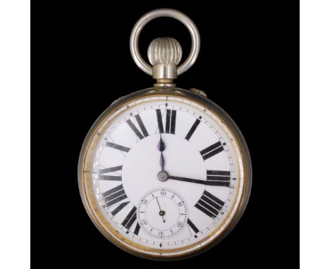 A late 19th / early 20th Century Goliath pocket watch, having a Swiss crown-wound and pin-set movement and enamel face with h