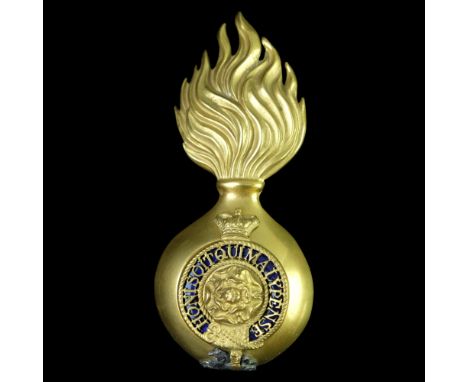 A Victorian Royal Fusiliers (City of London Regiment) officer's fur cap badge, 100 mm