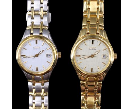 Two contemporary ladies' Citizen "Eco Drive" wristwatches, 25 mm excluding crown