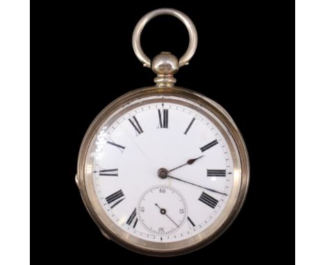 A Victorian silver key-wound pocket watch retailed by J B Yabsley of 72 Ludgate Hill, London, having a Swiss lever movement a