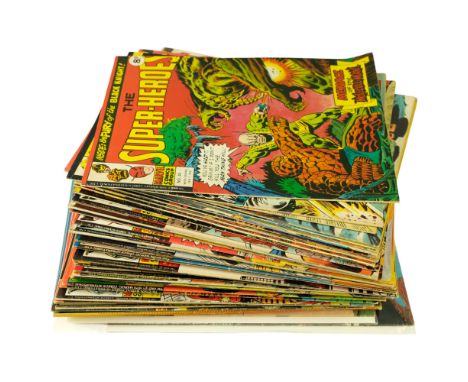 A complete run of 1970s Marvel "The Super-Heroes" comics, issue 1 complete with free gift poster
