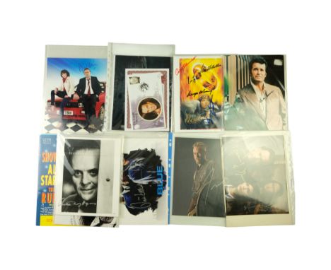 [ Autographs ] A collection of film, television and music signed photographs and promotional publications, including Lord of 
