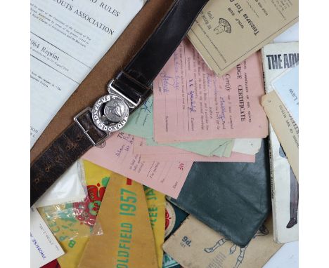 [ Boy Scouts / Cubs / Girl Guides / Brownies ] A large group of Scout Association kit and ephemera, including A Boy Scout Ass