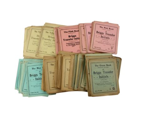 [Sewing] A group of vintage Briggs Transfer Initials embroidery transfer books, including guides for broderie anglaise, flora