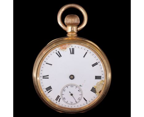 A late 19th / early 20th Century rolled-gold pocket watch by Waltham, (a/f)