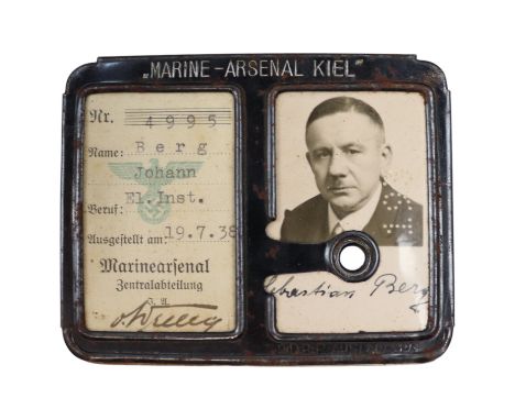  A German Third Reich Marine Arsenal Kiel worker's identity card