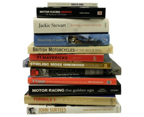 A group of contemporary books on classic cars, motorcycles and motorsports