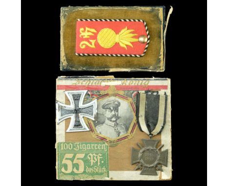 A German Third Reich Honour Cross together with a Great War tin-plate Iron Cross, a Prussian Artillery epaulette and a commem