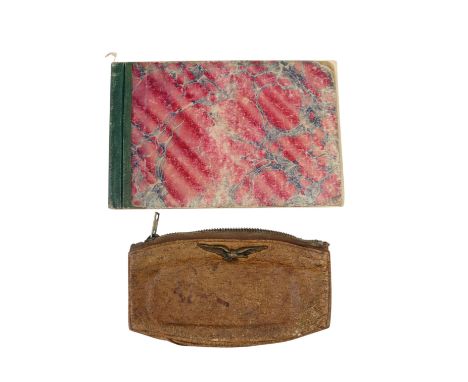 A Great War Royal Flying Corps training notebook, that of 9812 Airman R F Fielder, together with a leather tobacco pouch
