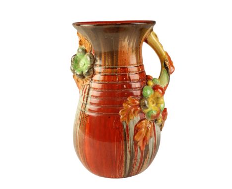 A Clarice Cliff "My Garden" baluster vase decorated with a Delecia style glaze, shape 907, 22 cm, (free of damage or restorat