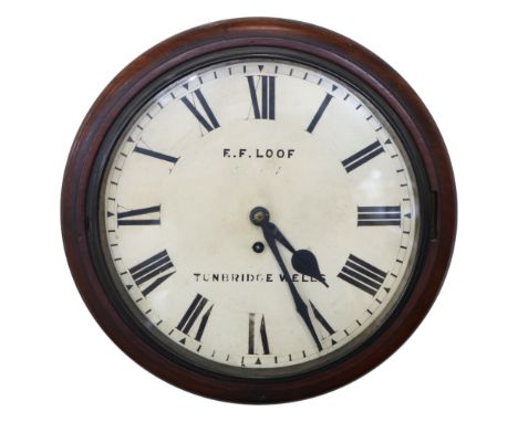 A Victorian mahogany office dial clock, the face inscribed E F Loof (Edward Fry Loof) of Tunbridge Wells, having a single tra