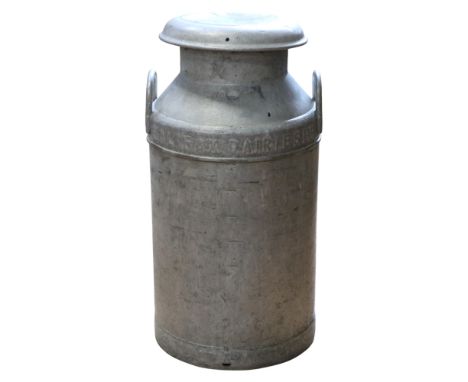 A vintage aluminium metal milk churn, Halifax Dairies Limited / Craven Dairies of Leeds, height 67 cm