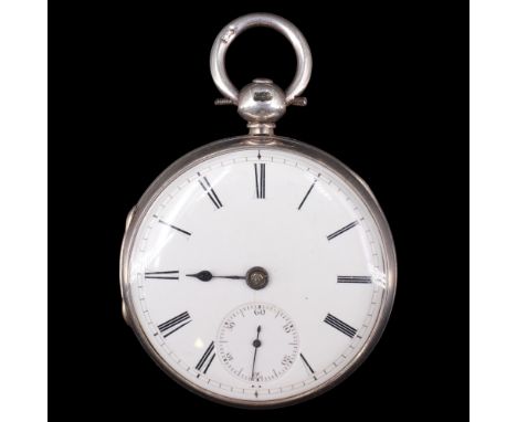 A Victorian silver fob watch by Carter of Warrington, 43 mm, (running when catalogued, accuracy and reliability not tested)