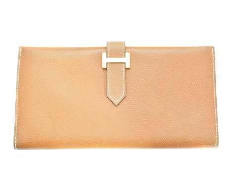 A Hermes Bearn wallet, circa 1998, the tan epsom leather exterior with cream stitching and gold hardware, date stamp B in squ