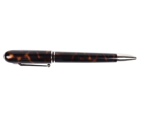 Dunhill, Sidecar, ballpoint pen, the tortoiseshell lacquer barrel and cap with chrome trim, 14cm.Condition report: The pen is