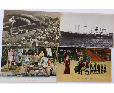 Mixed Postcards. Three vintage albums of mixed postcards, including shipping/naval, social history, comic, animals, portraits