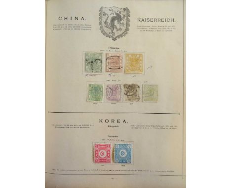 Worldwide Vintage Schaubek album for issues to c.1890 with many hundreds of stamps, not intact, however the China is still in