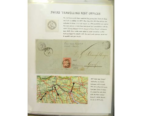 Switzerland Travelling and Mobile Post Offices Postal history of the travelling post offices written-up on pages in 6 filing 