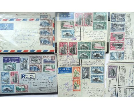 Ceylon Postal history of KGV and KGVI: 90 loose covers, stationery envelopes, cards and wrappers, including two 1936 'Indo-Ce