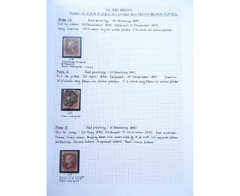 Great Britain Specialised collection of imperf and perf 1d reds written-up in two albums, the first album with 41 imperf plat