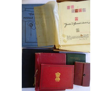 Worldwide Interesting box of several vintage volumes from a family, with 1910 edition Ideal album, presentation album of Indi