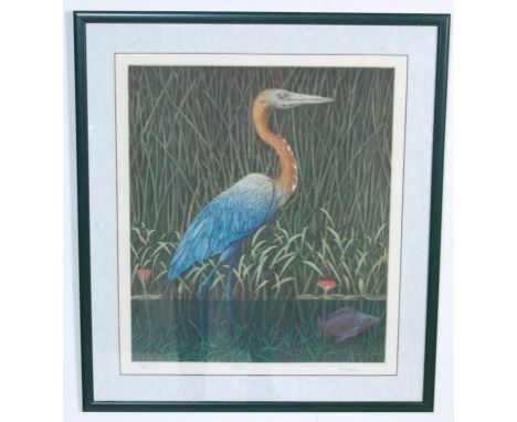 Mark Millmore (b. 1956) 'Heron' a contemporary signed and numbered limited edition colour print. Mark Millmore is a fine arti