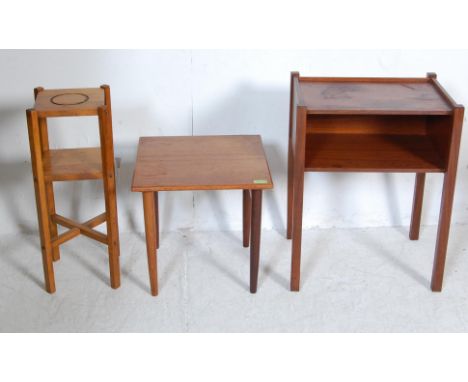 A collection of vintage retro 20th century Danish inspired occasional furniture to include a teak wood coffee table / side oc