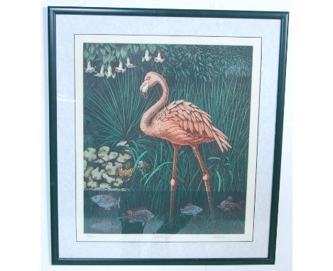 Mark Millmore (b. 1956) 'Flamingo' a contemporary signed and numbered limited edition colour print. Mark Millmore is a fine a