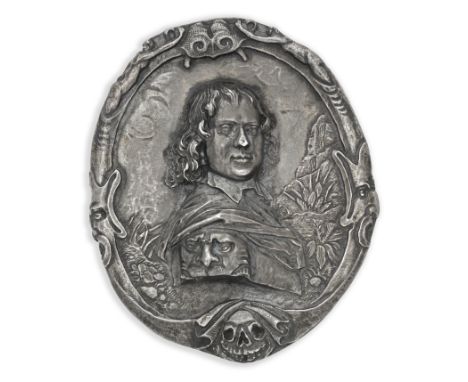 HISTORICAL IMPORTANCE: a Cromwellian silver portrait plaquette of William Lenthall'CT' unknown maker, probably Dutch circa 16