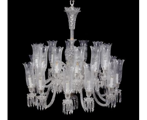  Baccarat, a moulded, cut and etched glass twenty-four light chandelier,   late 20th century, in early 19th century taste, wi