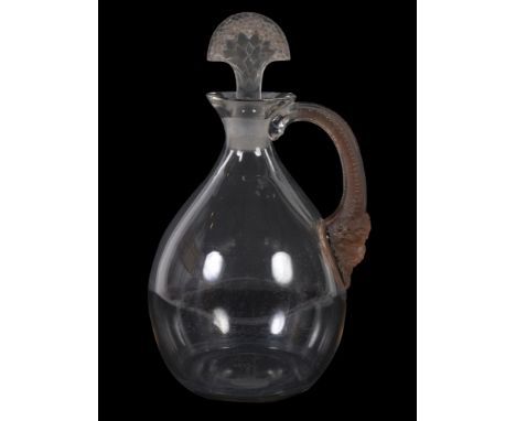  Lalique, Rene Lalique for Cusenier, Satyre, a clear, frosted and brown stained decanter or carafe and stopper,   engraved ma