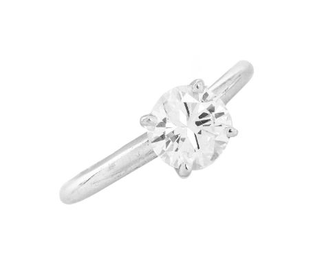 Vintage Approx. .60 Carat Round Brilliant Cut Diamond and 14 Karat White Gold Engagement Ring. Diamond G-H color, SI1 clarity