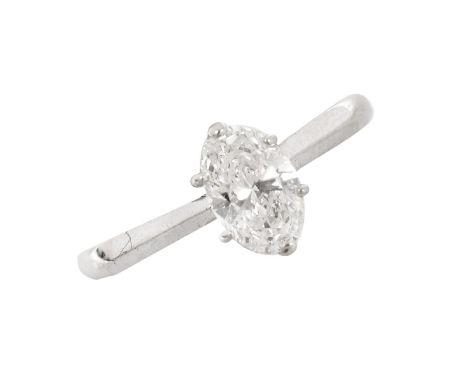 Vintage Approx. .50 Carat Oval Cut Diamond and 14 Karat White Gold Engagement Ring. Diamond H-I color, SI1 clarity, measures 