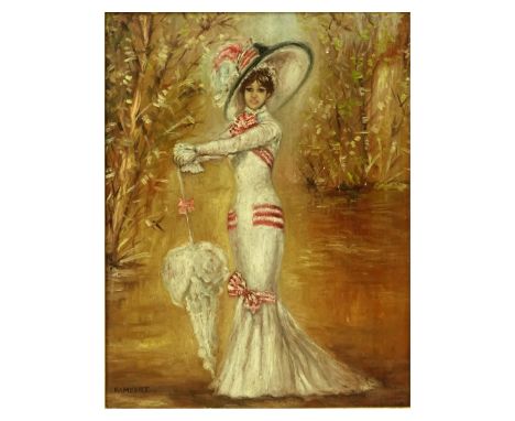 J. Rambert (20th Century) Oil on Masonite. Portrait of a Young Beauty, Signed Lower Left. Measures 10-1/4" H x 8-1/4" W, fram