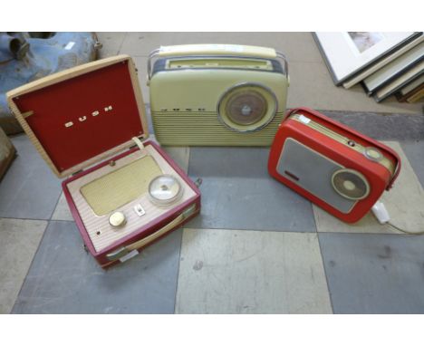 Three vintage portable radios, Bush, Murphy and one other 
