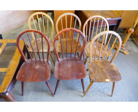 A set of four Ercol chairs and two others 