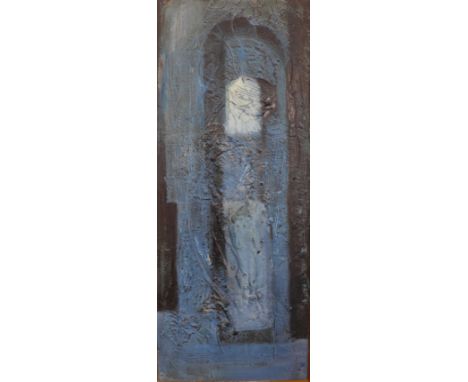 Claude Price, Blue Light, mixed media on board, 100 x 40cms, framed 