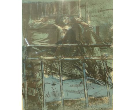 A signed J. Bowler limited edition screen print, reclining nude, no. 477/500, 75 x 60cms, framed 