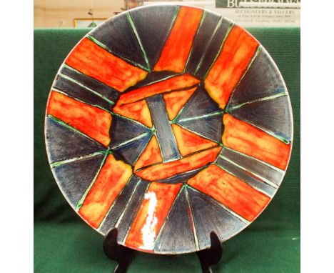 Large Poole Pottery studio charger designed by Anita Harris. 41cm diameter   No sign of obvious damage or restoration 
