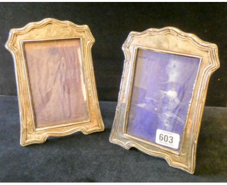 Pair of Edwardian rectangular photograph frames with easel fittings, height 19cm 