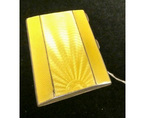 Lemon yellow enameled cigarette case, Birmingham marks 1934, 3 troy oz   Minor bruises to enamel edges