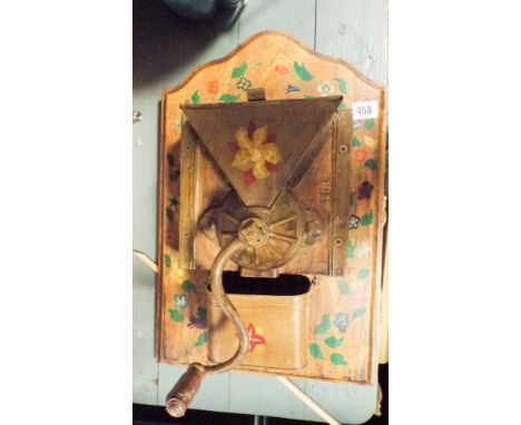 Painted decorated wall hanging coffee grinder 