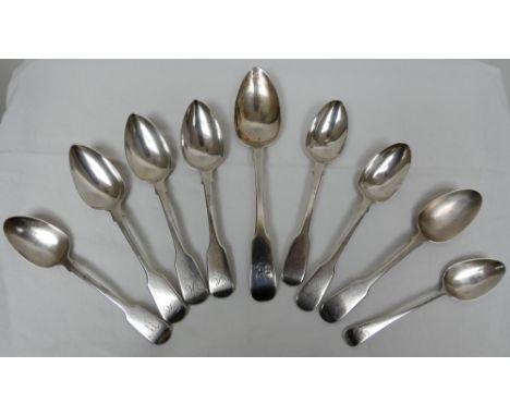 A collection 19th century silver teaspoons and a dessert spoon gross weight 6.5 troy ozs