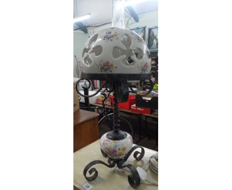 Metal and ceramic lamp converted to electric 